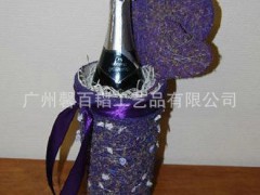 厂家订做植物工艺品 欧美风格藤草类编织圣诞装饰手提酒篮