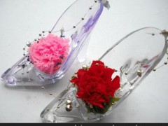 2013母亲节最创意礼物、水晶鞋保鲜花、康乃馨保鲜花、不凋谢鲜花
