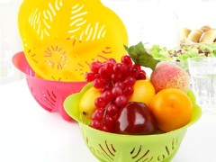 2020糖果色家用圆形滴水箩洗菜箩蔬菜水果蓝沥水篮100g